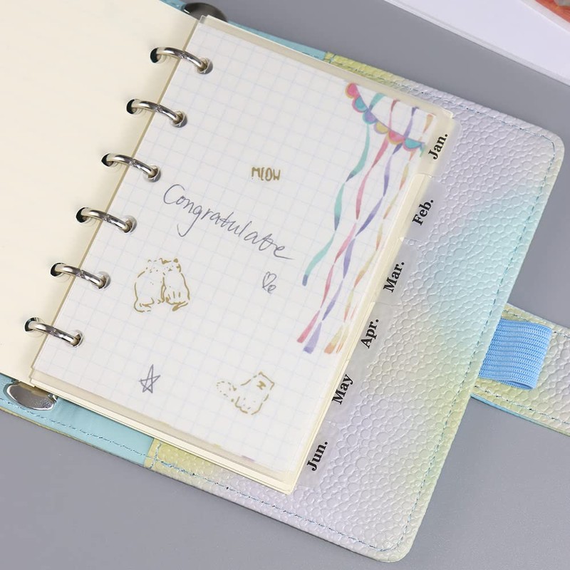2 Pack A7 Binder Dividers 6 Tabs Clear Plastic Binder