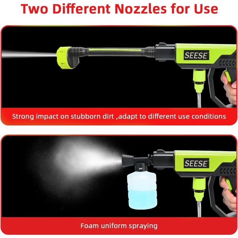 SEESE Cordless Pressure Washer and Single Port Charger Base, Bottle
