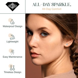 Moissanite Stud Earrings - 925 Sterling Silver, Hypoallergenic & Waterproof, Premium Quality D Color VVS1 Clarity, Studs 18K White Gold Plated 925 Sterling Silver Jewelry for Women Men 4mm.