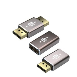 Kework DisplayPort 8K@60Hz Coupler, DisplayPort 1.4 Version Extension Adapter Connector Extender, Male to Female+Male to Male+Female to Female, 3 Pack, Aluminum Alloy, 24K Gold-Plate