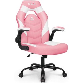 NEO CHAIR N-Gen Comfortable Flip-Up Armrest Computer Gaming Chair with Swivel Wheels Adjustable, Red NEO CHAIR INC. - Actual Color: Pink