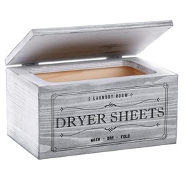 Rustic Dryer Sheet Holder with Lid - Cute Farmhouse Dryer Sheet Dispenser Laundry Room Decor Accessories,Fabric Softener Dispenser Dryer Sheet Container for Laundry Organization Storage,Grey-N