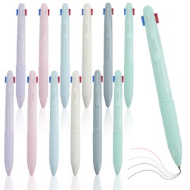 X-BLTU 4-in-1 Retractable Ballpoint Pens Gel pens 0.5mm, 12 Pcs Press Plastic Coloured Ballpoint Pen for School Office Supplies Gifts, Multicoloured Pens for Kids Children Students Teachers