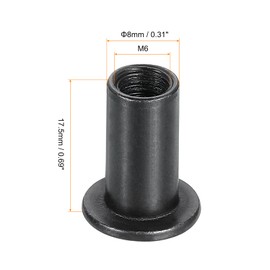 sourcing map M6x15mm Hex Socket Head Insert Nut Screw Post Sleeve Nut Black Oxide 10pcs