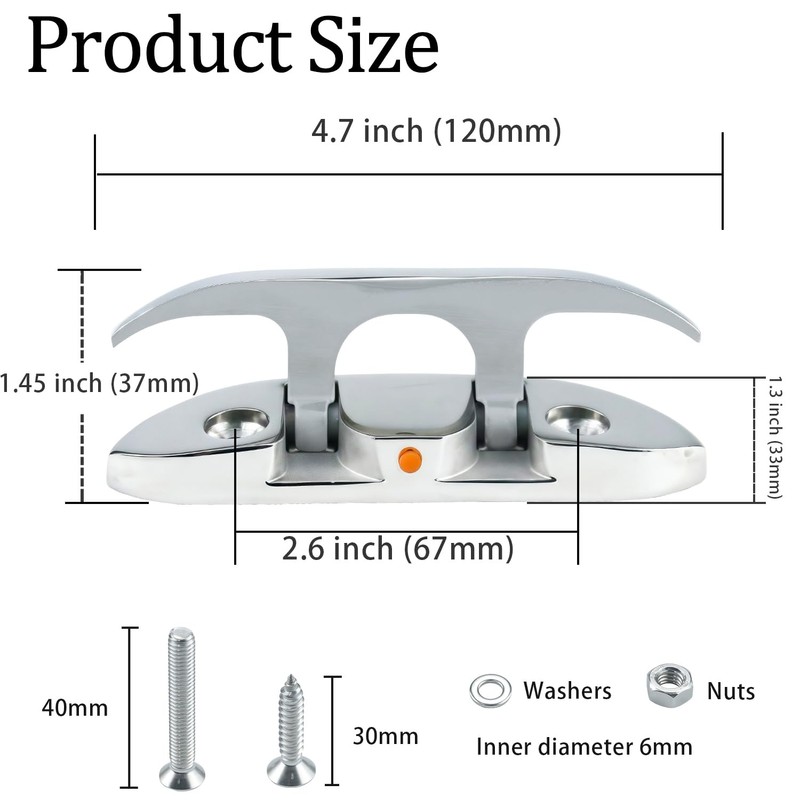 KAHACIYO Folding Boat Cleat 4-1/2", Boat Cleat 316 Stainless Steel,