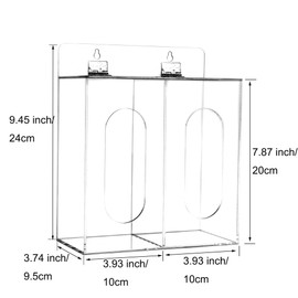 Koemehr Acrylic Disposable Face Mask and Glove Dispenser Box Holder with Lid, Hair Net & Shoe Cover Dispenser, Bouffant Cap Dispenser, Can Hang on the Wall and Stand on the Table, Clear