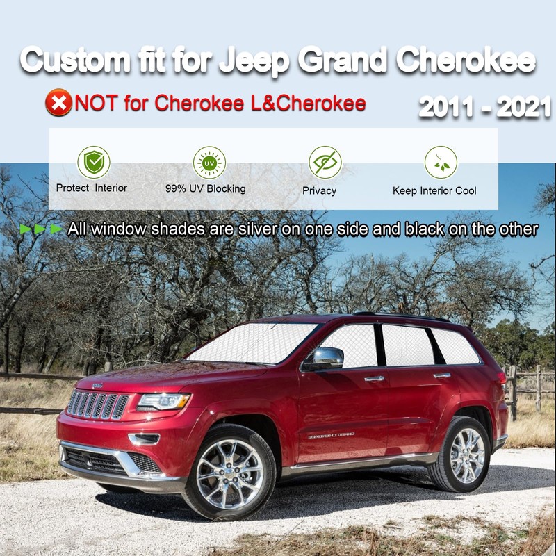 KMF 8pcs Full Window Sun Shades for Jeep Grand Cherokee
