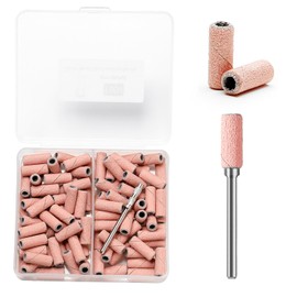 ERUIKA 180 Grit Small Sanding Bands for Nail Drill, 80pcs Mini Sanding Bands with 3.1mm Mandrel Bit for Acrylic Nails Prep Gel Removing Shaping,Manicure Pedicure Use(180# Pink)