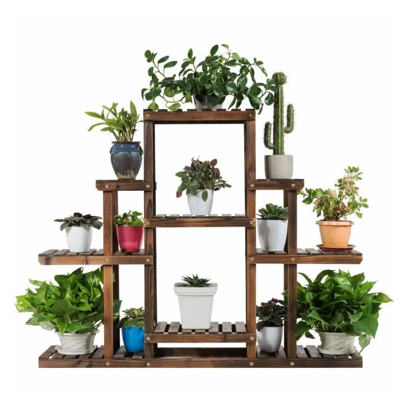 6-Tier Flower Wood Stand Plant Display Rack Storage Shelf for
