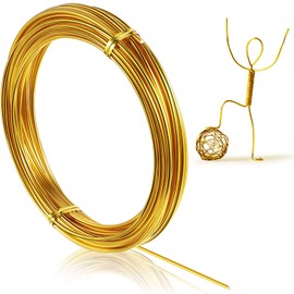 32.8 Feet Aluminum Wire, Bendable Metal Craft Wire for Making Dolls Skeleton DIY Crafts (Gold, 1.5 mm Thickness)