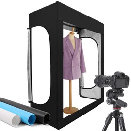 Photo Light Box, Portable 47"x20"x55" Photo Studio Light Box, Shooting Tent Kit with 576 Light Beads and 3 Color Backdrops. Large Lightbox with 6 Stepless Dimming Light Boards for Photography