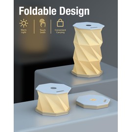 ZBOLE Lampada a Batteria, Lampada da Tavolo Pieghevole Rotante, Luci da Tasca per Libri, Luce Notturna, Luci Ricaricabili a LED per Decorazione Domestica, Festa, Esterna, Festa, Regalo (Bianco)