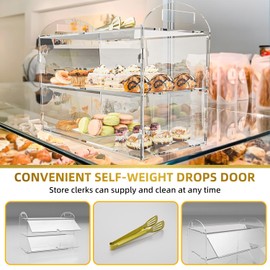 Cityjoy Cupcake Display Case with Handle – 19x 9.5x 11.8″ Commercial Bakery Showcase –Large bread box Transparent Acrylic Food Display for Desserts, Donuts, Cakes, Pastries – Easy to Clean & Assemble