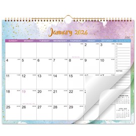 2026 Wall Calendar - 2026 Calendar, JAN 2026 - DEC 2026, 14.8" x 11.5", Large Calendar 12 Month with Twin-wire Binding & Hanging Hook, Perfect Wall Calendars for Organizing - Colorful Waterink