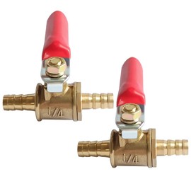 Joywayus Brass Shut Off Ball Valve 1/4" Barb x 1/4" Barb 2-Way Hose Ball Valve Fitting (Pack of 2)