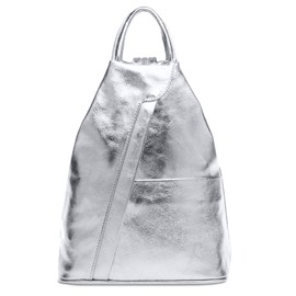 Caspar TL782 2 in 1 Leather Backpack Handbag, silver