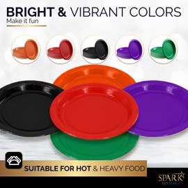 Amcrate Disposable Paper Plates, 6 3/4 Inches Paper Dessert Plates, Colorful Disposable Plates for Party, Dinner, Holiday, Picnic, or Travel Party Plates, Pack of 50