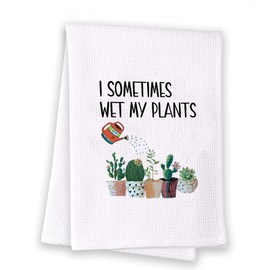 Cactus Dish Towel I Sometimes Wet My Plants Kitchen Towel Housewarming Gift for Gardener Women Crazy Plant Lady (Wet My Plants Kitchen CA)