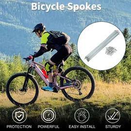 TUCKBOLD Bicycle Spokes Bike Wheel Spokes Silver Tone Nipple 1 Set 14G 227mm Length Carbon Steel Galvanized