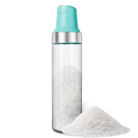 Loscarol Sugar Dispenser with Pour Spout, 17 oz Glass Sugar Shaker Jar Creamer Dispenser Weighted Pourer for Coffee Bar,Tea & Baking, Sugar Container for Home Kitchen, Lake Blue