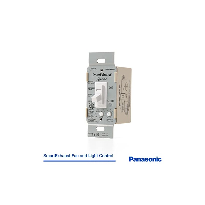 Panasonic FV-WCPT1-W SmartExhaust Programmable Fan/Light Switch - Toggle Switch Designed