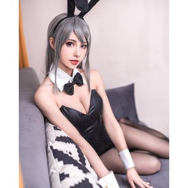 God Bunny Girl Cosplay Rabbit, Black, Cute Bunny Costume, Leotard, Costume, Women's, Present, Mai Sakurajima, Costume, Events, Costume Party, Photography Clothes, Includes Rabbit Ears + Tail, 6 Piece