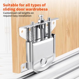 Pack of 4 Furniture Castors, Heavy Duty Castors for Furniture and Wardrobes, Galvanised Castors with Double Spring Design, Quiet Castors for Sliding Doors and Sliding Door Rails, Load Capacity 80 kg