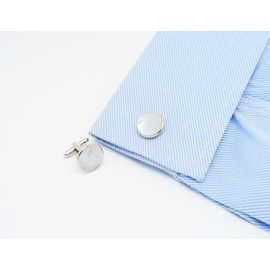 Jonwo Silver Mother of Pearl Cufflinks in Gift Box Round Cuff Links for Business Wedding Anniversary Dress