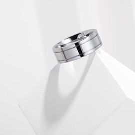King Will Silver Groove Mens Tungsten Wedding Rings Two Grooves Edge High Polished Surface Pipe Cut Wedding Band for Men Women 13
