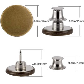 12 Pack Replacement Jean Buttons Pants Button Pins No Sew Instant Button for Pants Fashion Jeans Swing Crafts DIY (Copper)