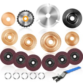 Wood Carving Disc Set, 15 Pcs Wood Grinder Wheel, Grinding Wheels 4 1/2 Inch with 7/8" and 5/8" Arbor, Angle Grinder Attachments, Stump Grinder for Cutting, Shaping, Sanding, Polishing