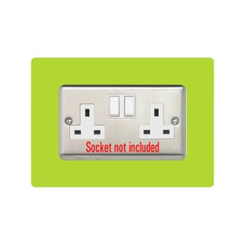 5X Double Socket Surround, Acrylic Back Panel or Plate, Protect Wall from Finger Prints, Font Colour:Lime Green