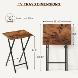 Acovy Tv Trays Set of 2, Foldable Table, Small Table for Living Room, Rustic Brown