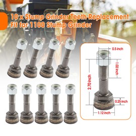 10 Pcs Stump Grinder Teeth Replacement Fit for 1100 Stump Grinder for Stump Removal, High-Speed Grinding for Hardwood & Roots