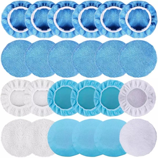 24 Pcs Car Buffing Bonnet Pads 5 to 6 Inches