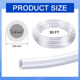 Pushglossy 3/8 Inch Od 50 ft Pneumatic Tubing Clear PU Polyurethane Tube Air Hose Line Air Compressor Hose Tube Aquarium Tubing for Air Compressor Air Line Water Fluid Transfer