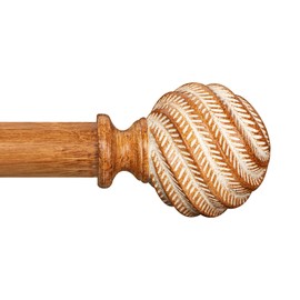 TKZTKZ Wood Curtian Rods for Windows 66 to 120 Inch:Boho Farmhouse Wooden Curtain Rod for Living Room Bedroom,Rustic Adjustable Heavy Duty Drapery Rods Set Brown Decorative Bamboo Imitation Wood Grain