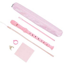 Jasenna Recorder Instrument for Beginner Adults,8-Hole Soprano Descant Recorder Music Flute with with Cleaning Rod & Leather Case For Home Entertainment(2-Flash Woven Pink)