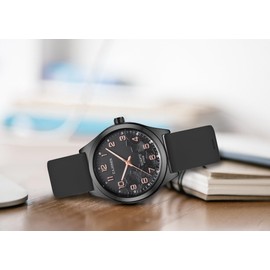 EAJOMIN Women's Waterproof Quartz Analog Watch, Easy Read Dial, Rubber Silicone Band (E1008 Black)