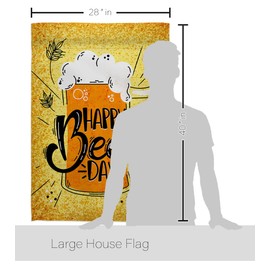 Angeleno Heritage Happy Beer Day House Flag Eagle Set Beverages Hour Game Pong Party Ale Lager Craft Decoration Banner Small Garden Yard Gift Double-Sided, Made in USA