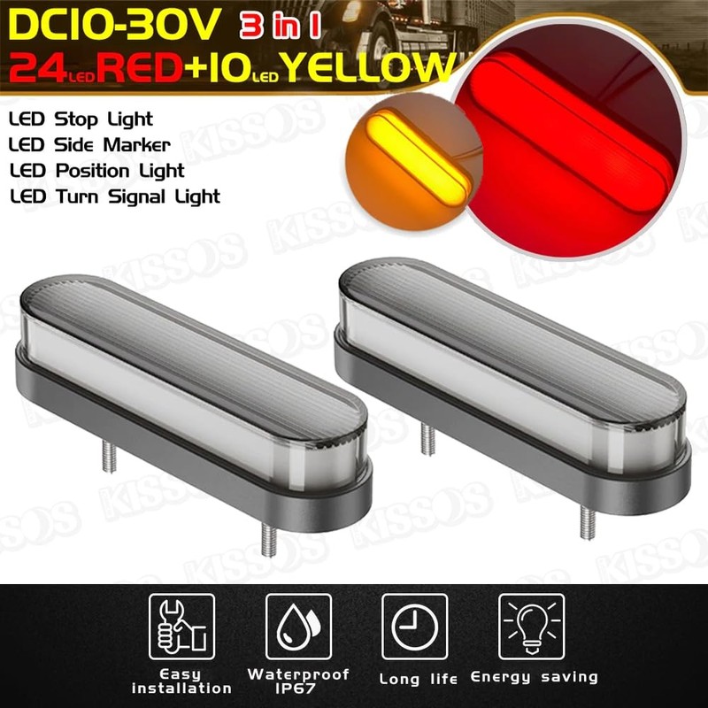 Fiber LED Rear Marker Lamp Tail Lamp 12V 24V Compatible