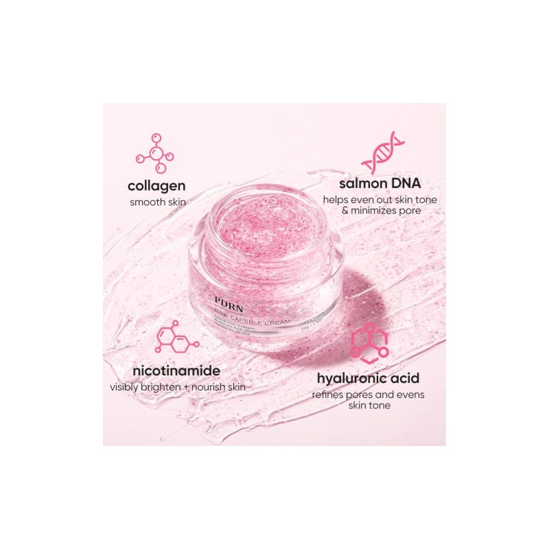 Pink PDRN Capsule Face Cream,Moisturizer Capsule Facial Cream 1.76 OZ