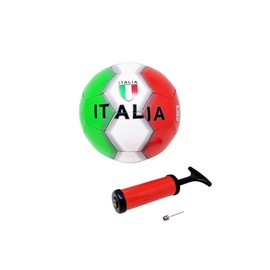 Italy Football Training or Match Ball Green White Red Shield Tricolour Size 5 with Portable Pump