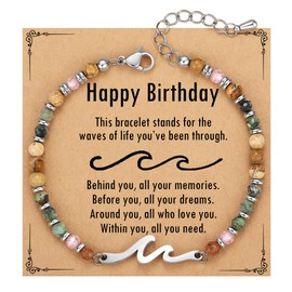 TONY & SANDY Birthday Gifts for Women, 30th 40th 50th 60th 70th 80th Birthday Gifts for Women Unique, Wave Bracelet, Happy Bday Presents for Her, Best Friend, Mom, Sister, Daughter, Wife