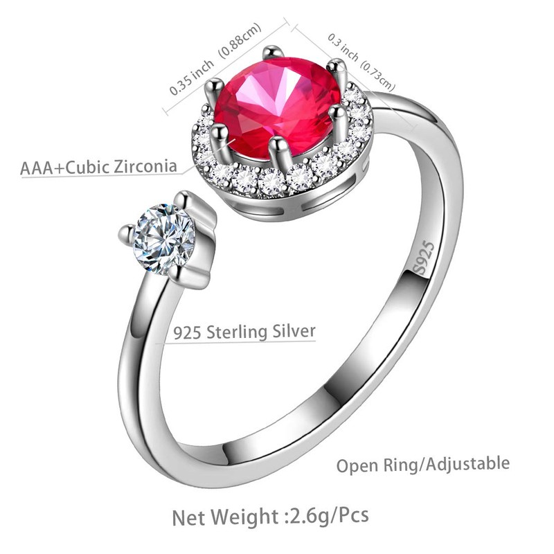 Aurora Tears July Birthstone Adjustable Rings 925 Sterling Sliver Birthstone