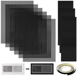 Pangda 6 Pcs 400 x 300mm DIY Floor Vent Cover Black Magnetic Vent Covers Air Vent Screen Mesh PVC Register Screen Mesh with Magnetic Strip Cloth Tape for Floor Wall Ceiling Catch Debris Hair Insect