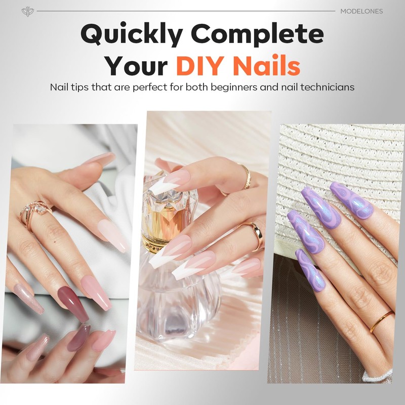Modelones Nail Tips, 120 Pieces, Full Cover Nail Tips Set,