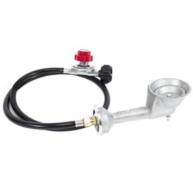GasOne 50200+2109 High Pressure Cast-Iron Round Burner Head with Brass Fitting O, Regulator & Hose