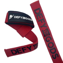 Defy The Gods Pull Wraps for Weightlifting, Cross-Training - Premium Quality Lasso Wrist Straps for Wrist Stability and Wrist Support in Strength Training, Pull Exercises (Red/Black)