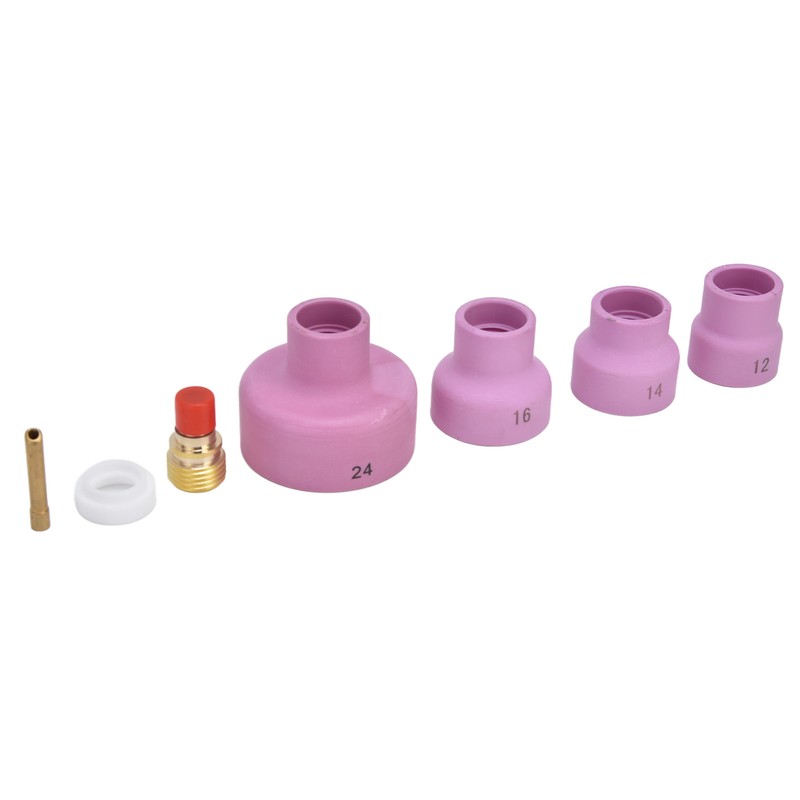 7Pcs TIG Gas Lens Kit Ceramic Cup Electrode Holder Connector